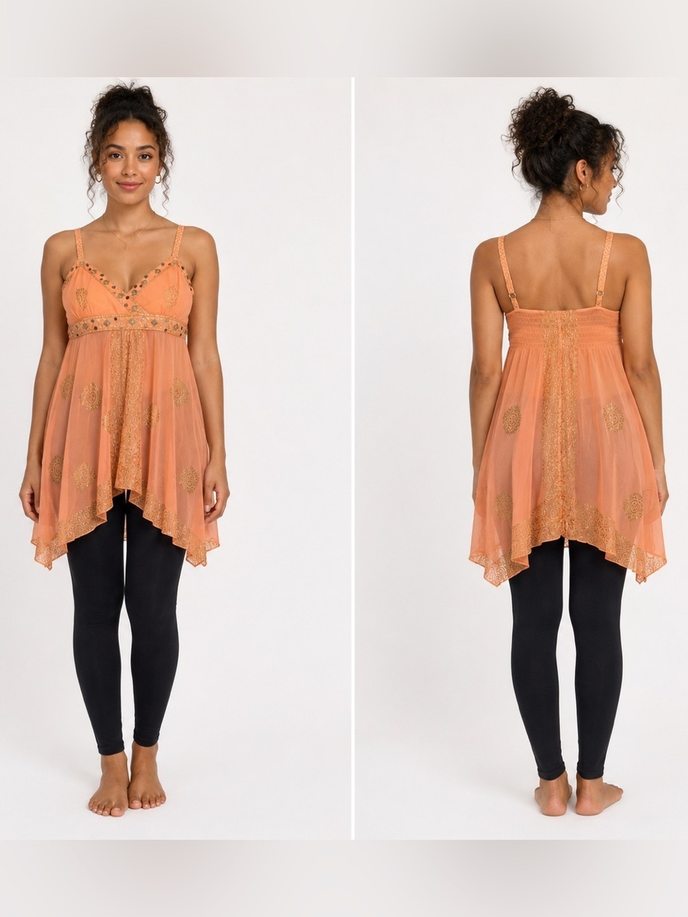 ASHLEY STEWART BEADED HANDKERCHIEF TOP - CORAL SIZE 18/20 (NEW WITH TAGS) A19
